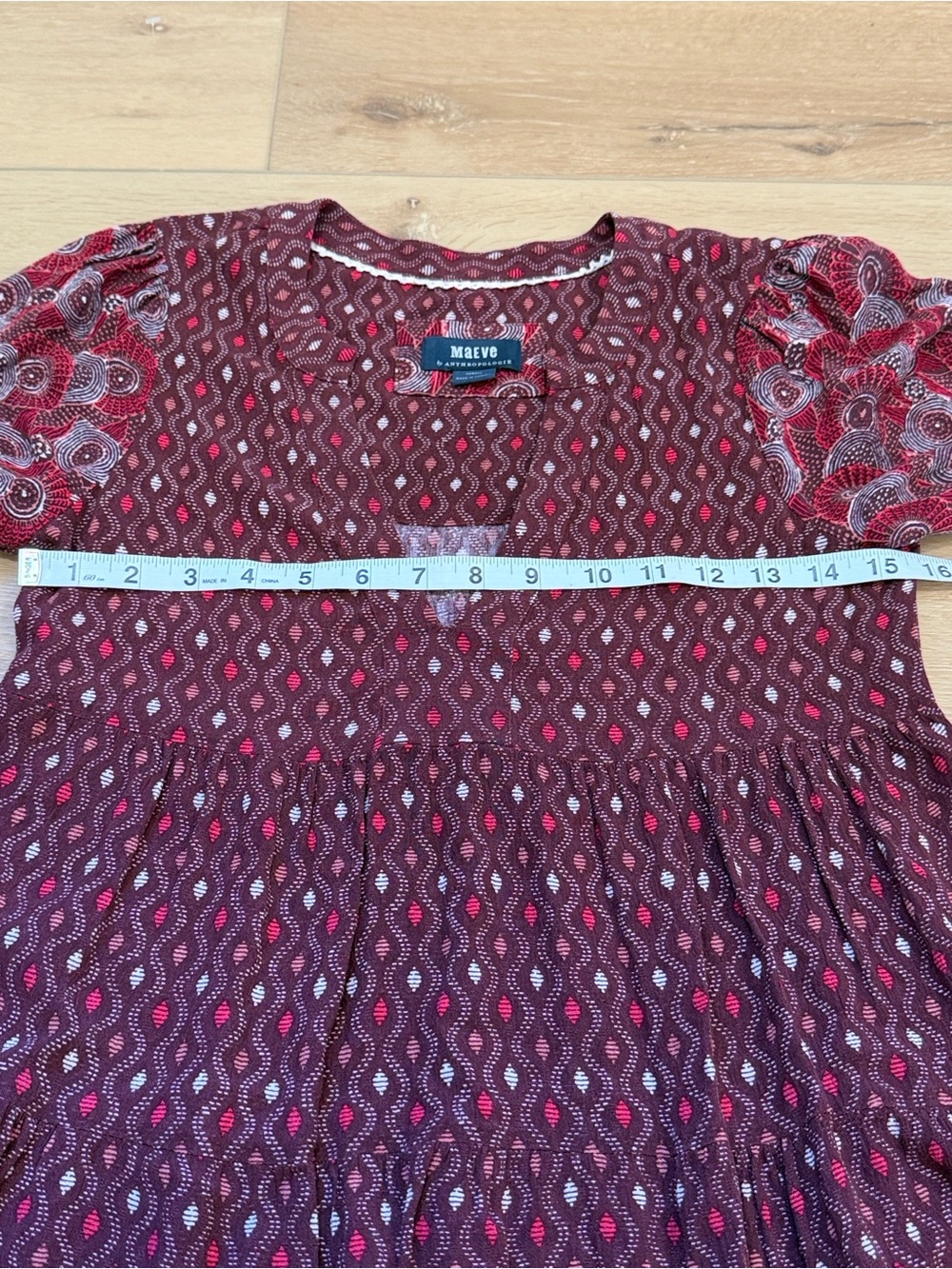 Maeve by Anthropologie Amber Burgundy Long Sleeve Mini Dress - Picture 7 of 10